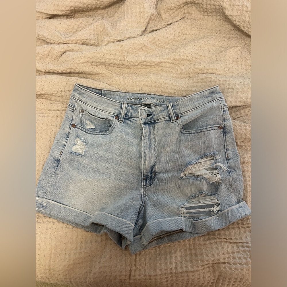American Eagle Ripped Jean Shorts Cross Front